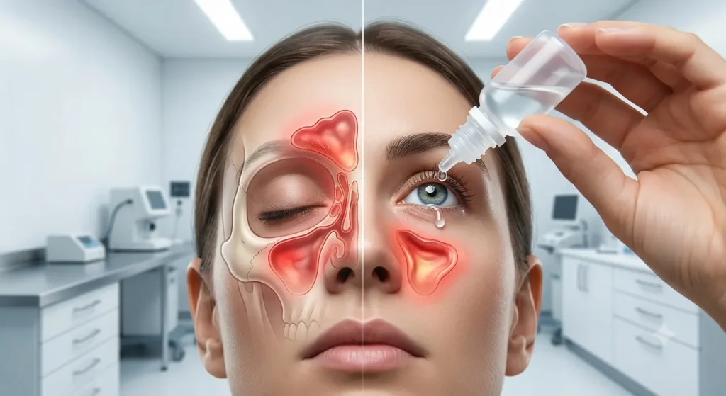Eye drops provide temporary relief but do not treat sinus infections