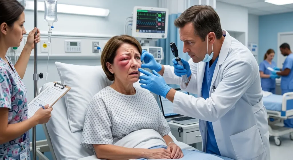 Warning signs of a serious sinus infection affecting the eye.